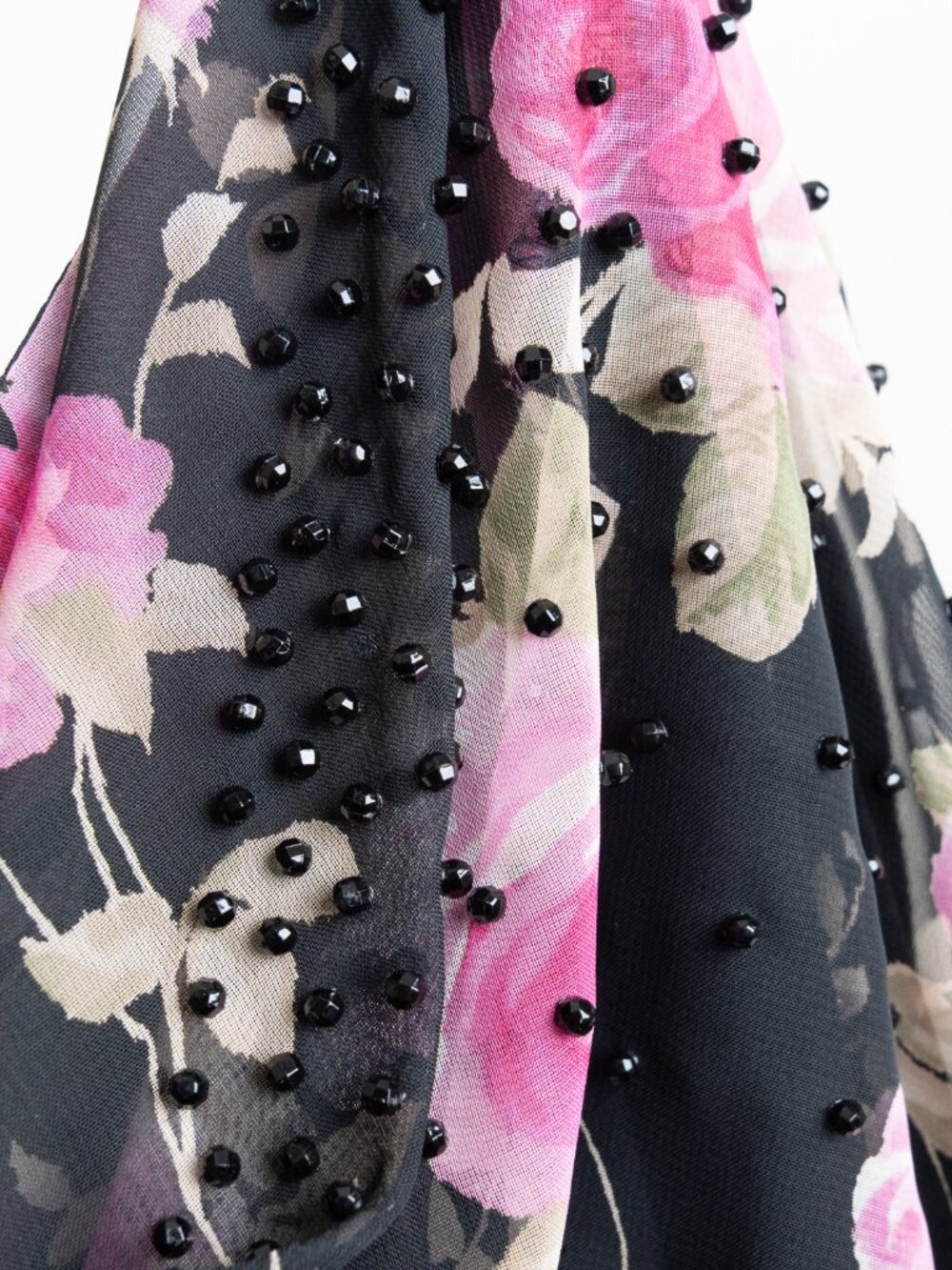 Vintage Dark Floral Beaded Cowl Maxi Dress Fairy Grunge Coquette - Picture 9 of 12